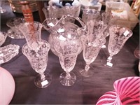 11 Rose Point Cambridge crystal items: