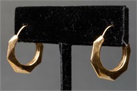 Vintage 14K Yellow Gold Faceted Mini-Hoop Earrings