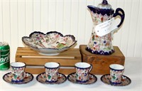 Antique Nippon Cocoa/Tea Set Pitcher w Cups