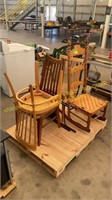 Rocking Chair, Folding Chair, 3 dining Chairs