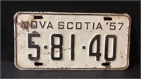 1957 Nova Scotia License Plate