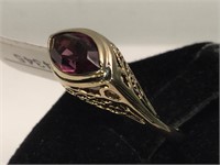 Sterling Silver Vermeil ring with purple stone -