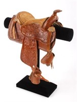 Salesman Sample Leather Saddle & Stand