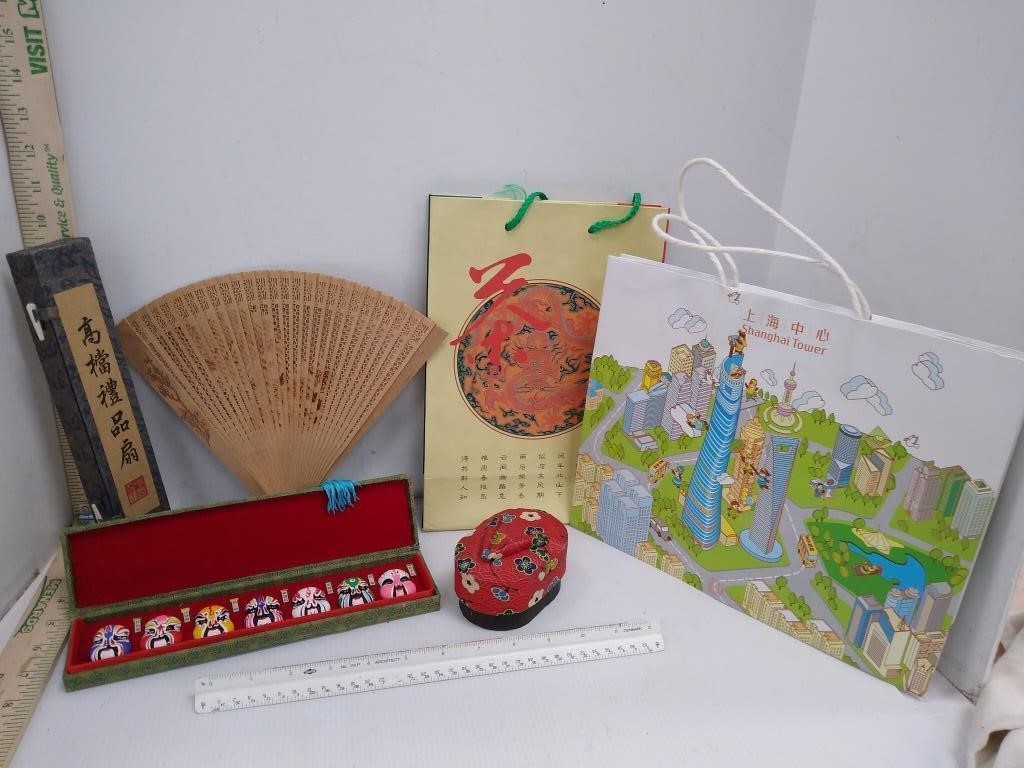 Chinese Wooden Fan Mask & More