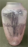 Signed Art Glass Acid Etched Vase