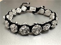 Sterling Silver Flower Adjustable Bracelet