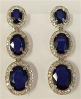 14K Gold Sapphire & Diamond dangle earrings