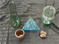 Glass Lot Decorations Blue, Green Red Container