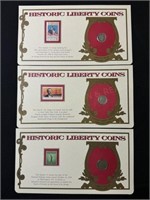 3 Historic Liberty Coin & Stamp Sets