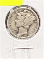 Mercury Head 90% Silver dime 1937