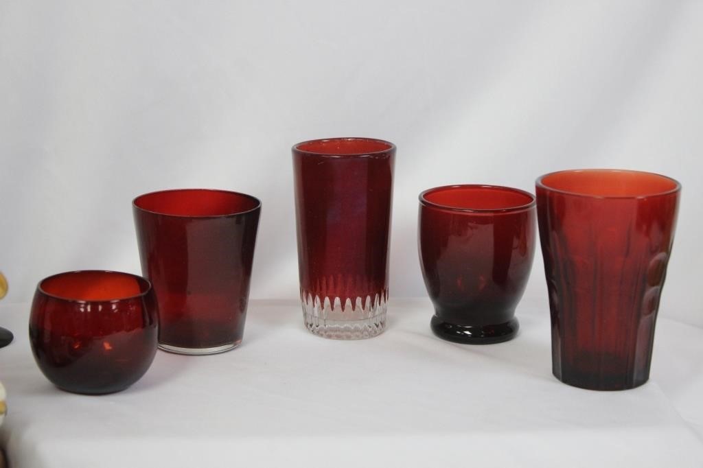 Lot of 5 Ruby Red Cup