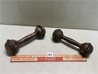 VERY INTERESTING PAIR OF WORK-OUT DUMB BELLS