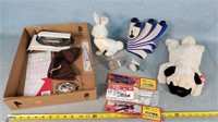 Jaw Harp, Vintage Toy Bunny, & Candle Holder