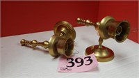PAIR OF BRASS CANDLE SCONCES 9 IN