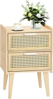 Rattan Nightstand  11.8Dx15Wx22.5H  2 Drawers