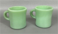 Two Vintage Jadeite Fire King Mugs