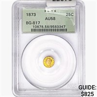 1873 Round California Gold Quarter PCGS AU58