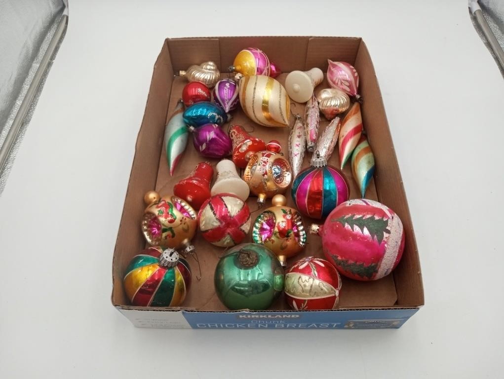 VTG Christmas tree ornaments Mercury glass bulbs