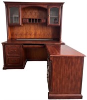 Large Elegant Wood L-shaped Desk with Hutch