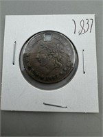 1837 Large Cent w/ Hole