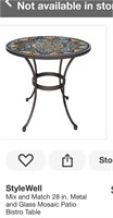 28 in. Metal Glass Mosaic Patio Bistro Table