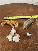 4 Vintage Ceramic Animal Figurines