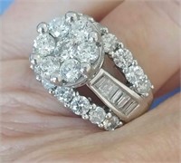 4Ctw. Natrual Diamond Ring White Gold sz 8