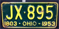 1953 Ohio license plate