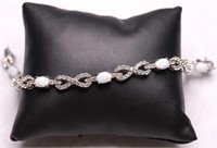 Sterling opal and white sapphire bracelet, lab