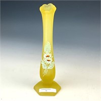 Westmoreland Satin Yellow Decorated Bud Vase