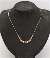 Silver Tone Chain With Gold Tone & Cream Beads