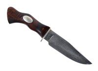 W.R. Hurt Damascus Fixed Blade Knife 6"