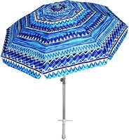 Open Box AMMSUN 7ft Beach Umbrella with Sand Ancho