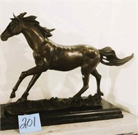 Running Horse Bronze Sculpture on Marble Base