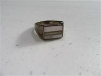 Sterling sz10.5 Ring w/ PinkStripe Stone Front