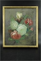 Antique Floral Still Life Initialed WP