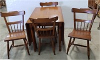 Solid Maple Drop Leaf Table & 4-Chairs