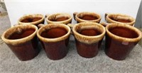 8 Hull USA brown drip glaze coffee mugs