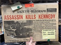 VTG GAZETTE TELEGRAPH JFK ASSASSINATION NEWSPAPER
