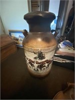 Painted mil can, western style, vintage