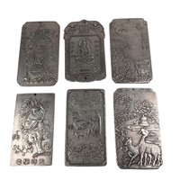 6 Chinese Silver Amulets