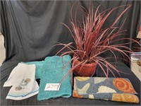 Plastic Plant, Towels and Rubber Backed Rugs