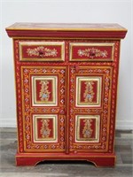 Hand-painted Indian floral wooden cabinet