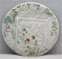 1792 Dutch American Silver Colonial Coin.