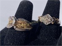 (2) Sterling Silver & Gold Tone Rings