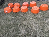 9 Orange Plastic Utility Tubs 19" x 9"