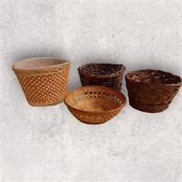Lot of 4 Baskets one with plastic liner for plant