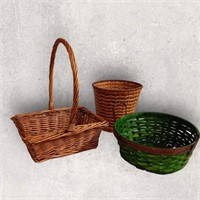 Lot of 3 Baskets one Green