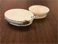 Soap dishes - one ceramic, one marble