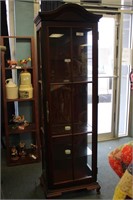 6'X21" CHERRY WOOD LIGHTED DISPLAY CABINET